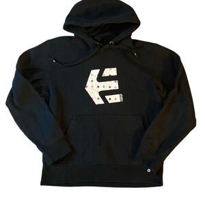 VTG Etnies Black Pullover Hoodie Sweatshirt Mens Size M 00s Y2K Skateboarding